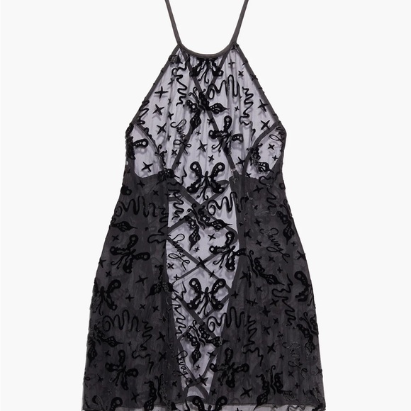 Savage X Fenty Devore’ Dreams Black Caviar Velvet Slip & Short Long Sleeve Robe - Picture 10 of 16